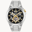 Bulova Maquina 98A224 Skeleton Black Dial Sapphire Glass Stainless Steel Watch