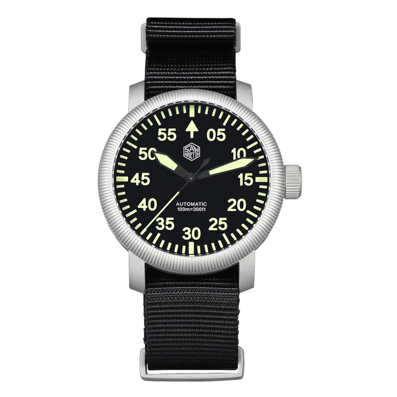 SAN MARTIN SN0143-G Automatic Stainless Steel 40mm 10ATM Retro Pilot Men's Watch