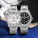 SAN MARTIN SN0130-G GMT Automatic Mother Of Pear Dial Stainless Steel 42mm Watch