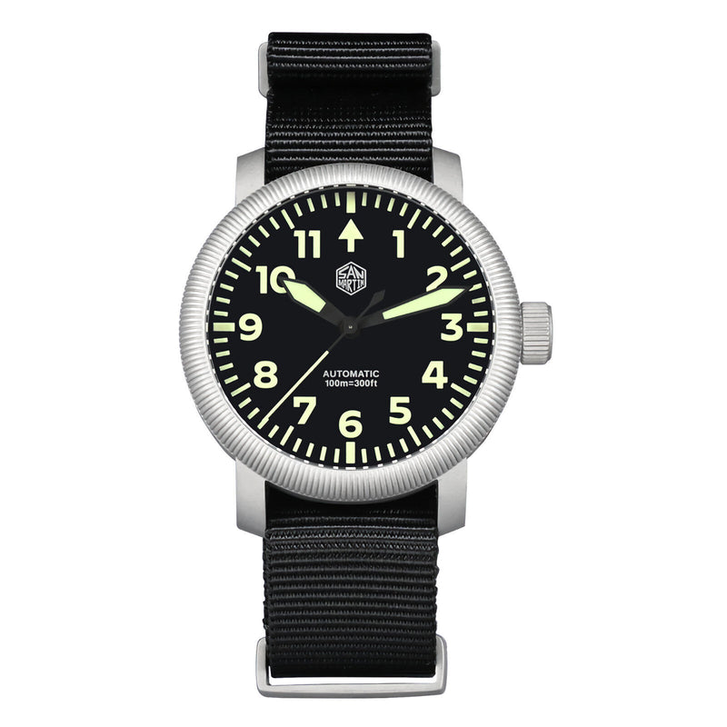 SAN MARTIN SN0143-G Automatic Stainless Steel 40mm 10ATM Retro Pilot Men's Watch