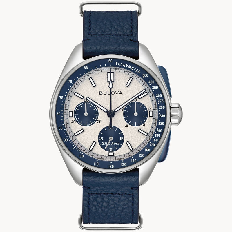 Bulova Lunar Pilot 98K112 White Dial Chronograph Sapphire Watch with Extra Strap