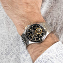 Bulova Maquina 98A224 Skeleton Black Dial Sapphire Glass Stainless Steel Watch