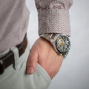 Bulova Maquina 98A224 Skeleton Black Dial Sapphire Glass Stainless Steel Watch