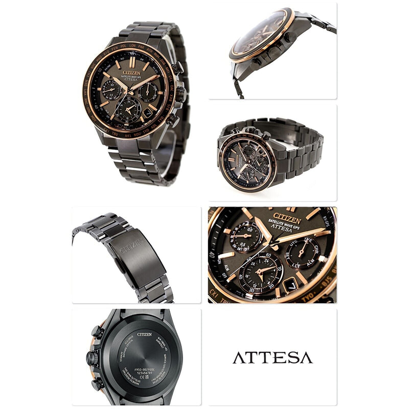 CITIZEN ATTESA CC4074-61W Eco-Drive Black Gold Titanium Satellite Wave GPS Watch