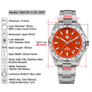 SAN MARTIN SN0129-G-B1 GMT Automatic Red Agate/Green Jade Stone Dial 39mm Watch