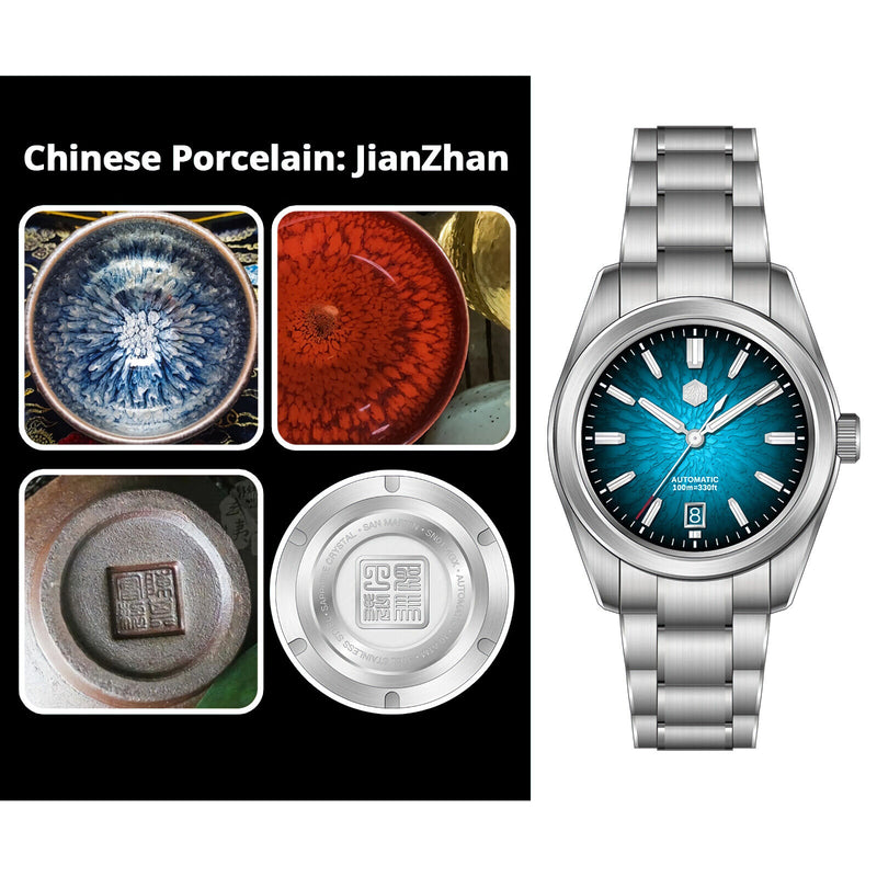 SAN MARTIN SN0144 Miyota 9015 JianZhan 中國風 Enamel Dial Watch