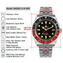 SAN MARTIN SN0005-G-B1 GMT Automatic Stainless Steel 40mm 20ATM Men Diver Watch
