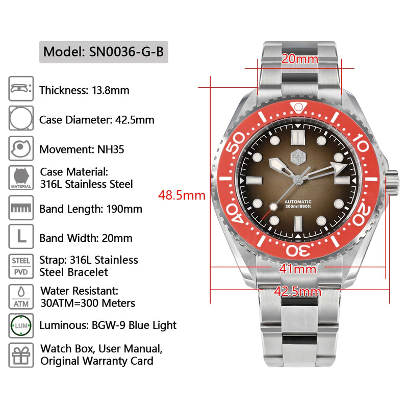 SAN MARTIN SN0036-G-B 機械錶