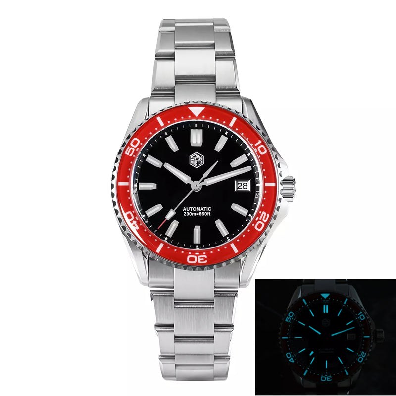 SAN MARTIN SN0129-G-D Automatic Enamel Dial Date Display 39mm 200M Diver Watch