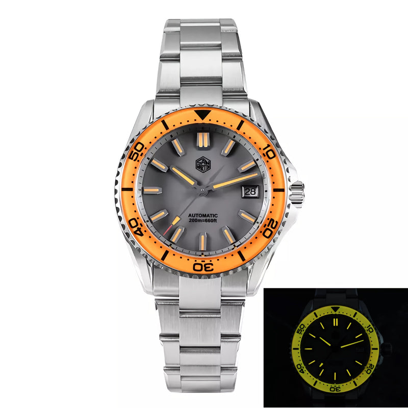 SAN MARTIN SN0129-G-D Automatic Enamel Dial Date Display 39mm 200M Diver Watch