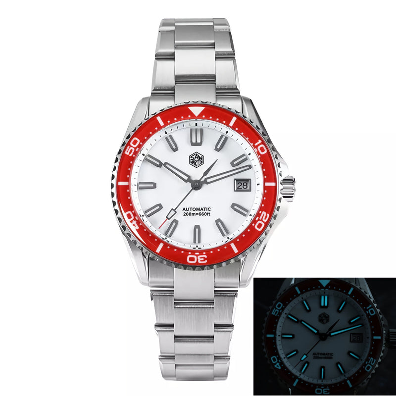 SAN MARTIN SN0129-G-D Automatic Enamel Dial Date Display 39mm 200M Diver Watch