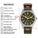 SAN MARTIN SN0137-G Automatic Bead Blasted Case 38mm 10ATM Military Pilot Watch