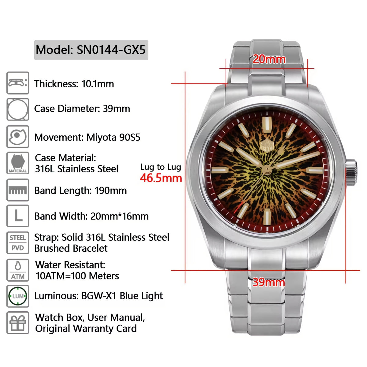 SAN MARTIN SN0144-GX5 Miyota 90S5 JianZhan Chinese Style Enamel