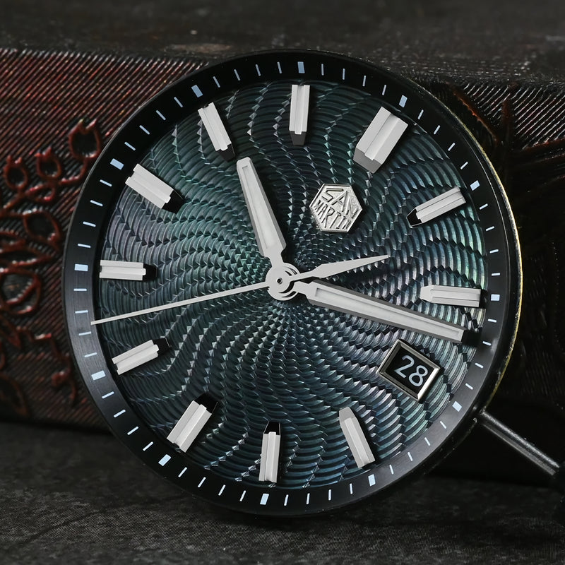 SAN MARTIN SN0150 Automatic Guilloche MOP Dial Date Display 39mm Men Gada Watch