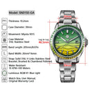 SAN MARTIN SN0150 Automatic MOP Dial Gemstone Bezel Date Display 39mm Men Watch