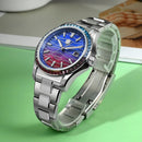 SAN MARTIN SN0150 Automatic MOP Dial Gemstone Bezel Date Display 39mm Men Watch