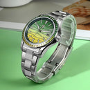 SAN MARTIN SN0150 Automatic MOP Dial Gemstone Bezel Date Display 39mm Men Watch