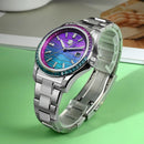 SAN MARTIN SN0150 Automatic MOP Dial Gemstone Bezel Date Display 39mm Men Watch