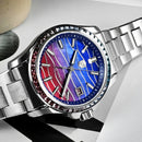 SAN MARTIN SN0150 Automatic MOP Dial Gemstone Bezel Date Display 39mm Men Watch