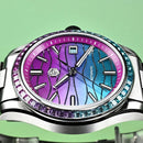 SAN MARTIN SN0150 Automatic MOP Dial Gemstone Bezel Date Display 39mm Men Watch