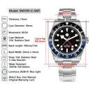 SAN MARTIN SN0109-G GMT NH34 Automatic Stainless Steel 39mm 100M Men's Watch