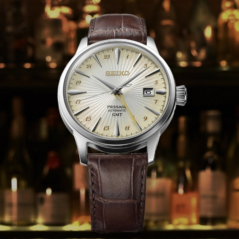 Seiko Presage SSK041J1 Cocktail Time Automatic GMT Cream Yellow Dial Watch JAPAN