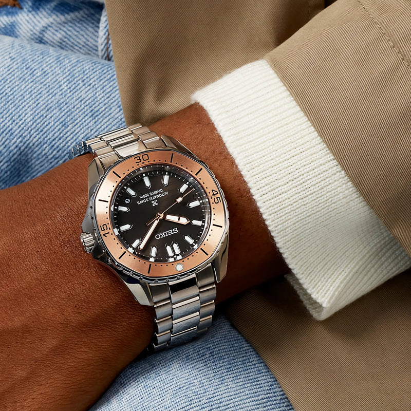 SEIKO Prospex SPB485J1 Automatic Brown Dial Date Display Octagonal Bezel Watch