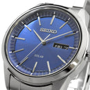 SEIKO Solar SNE525P1 Blue Dial Day & Date Display Stainless Steel 100M Men Watch