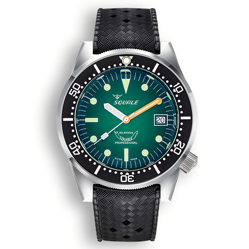 SQUALE 1521 Green Ray Rubber 1521PROFGR.HT 500米防水 瑞士製造 潛水錶
