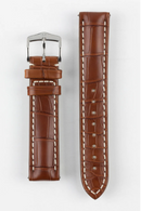 Hirsch CAPITANO Padded Alligator Leather Water-Resistant Watch Strap in GOLD BROWN 鰐魚皮 防水錶帶