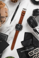 Hirsch CAPITANO Padded Alligator Leather Water-Resistant Watch Strap in GOLD BROWN 鰐魚皮 防水錶帶