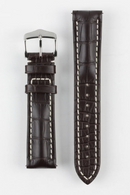 Hirsch CAPITANO Padded Alligator Leather Water-Resistant Watch Strap in BROWN 鰐魚皮 防水錶帶