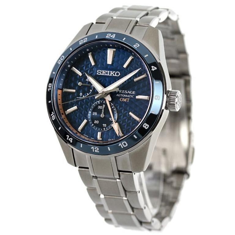 Seiko Presage Sharp Edged SPB217J1 Automatic GMT Blue Dial Men's Watch WARRANTY