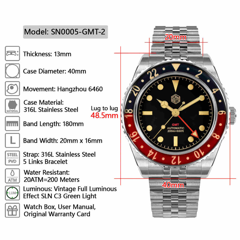 SAN MARTIN SN0005-GMT-2 機械錶