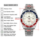 SAN MARTIN SN0005-GMT-4 Automatic Stainless Steel 40mm 20ATM Men's Diver Watch