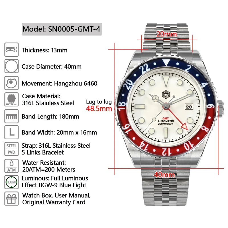 SAN MARTIN SN0005-GMT-4 機械錶