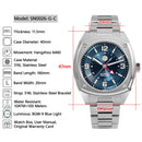 SAN MARTIN SN0026-G-C GMT Automatic Stainless Steel 40mm 10ATM Men Sports Watch