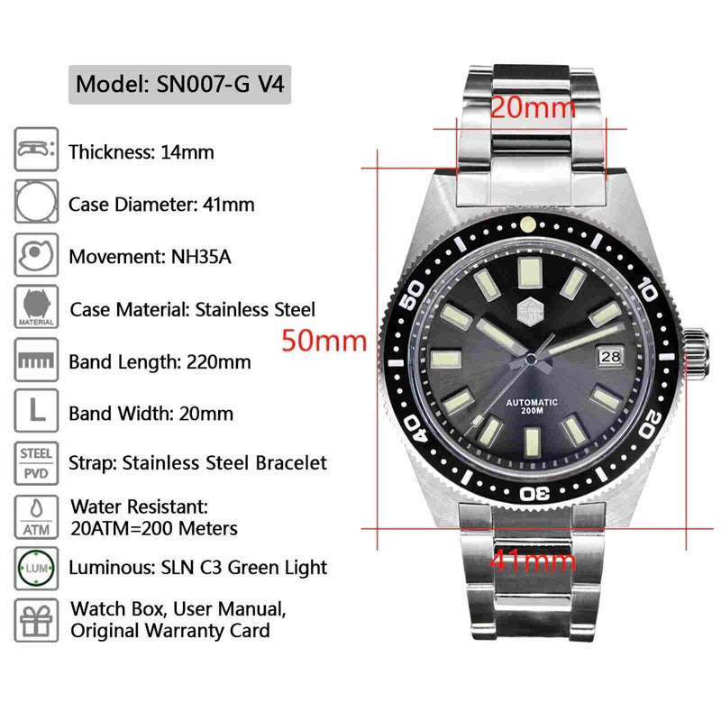 萬聖節優惠 SAN MARTIN SN0007-G V4 62MAS 機械錶