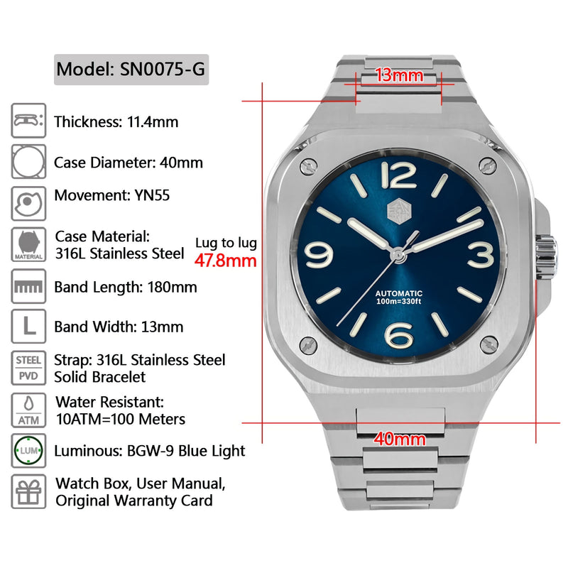 SAN MARTIN SN0074-G 機械錶