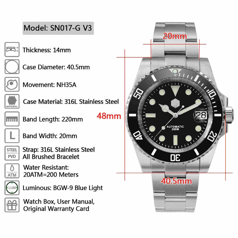 SAN MARTIN SN017-G V3 Sub 機械錶