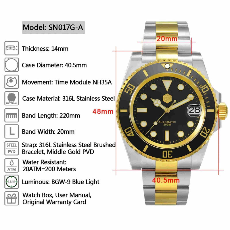 SAN MARTIN SN017G-A Sub 機械錶
