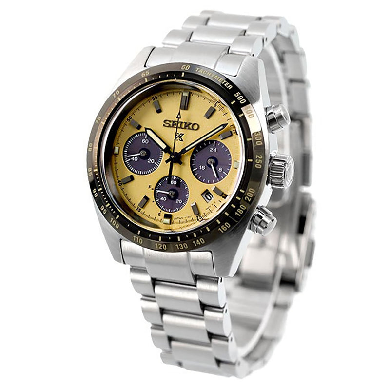 Seiko Prospex Speedtimer SSC817 Solar Beige Dial Date Display Chronograph Watch